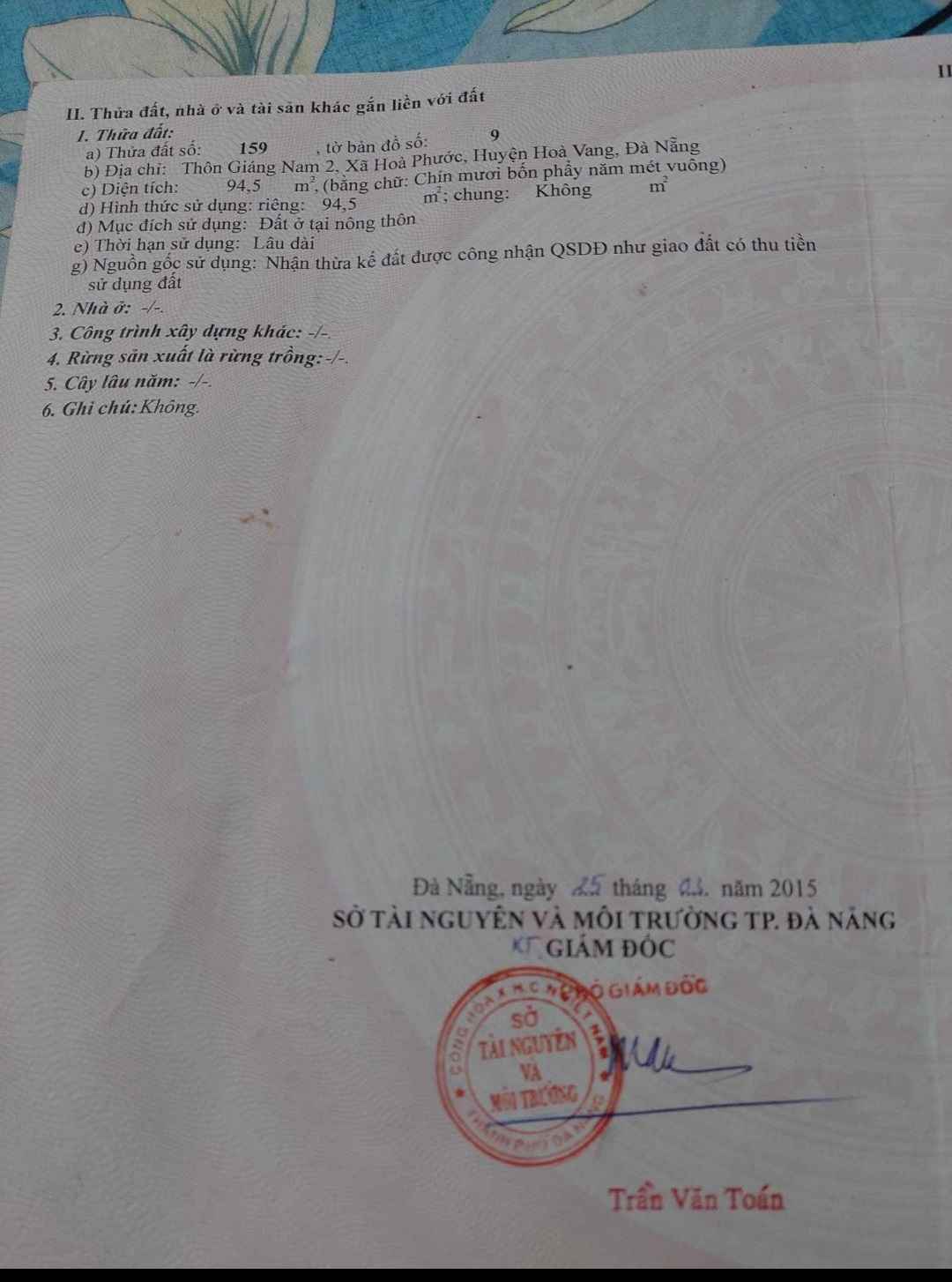 2B BÁN LÔ HÒA PHƯỚC, HÒA VANG ĐƯỜNG Ô TÔ NỞ HẬU GIÁ 1.2XX