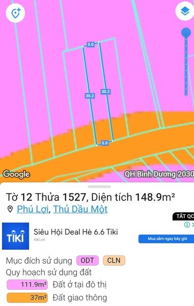 ĐẤT MT HẺM 288 HUỲNH VĂN LUỸ, PHÚ LỢI, THỦ DẦU MỘT