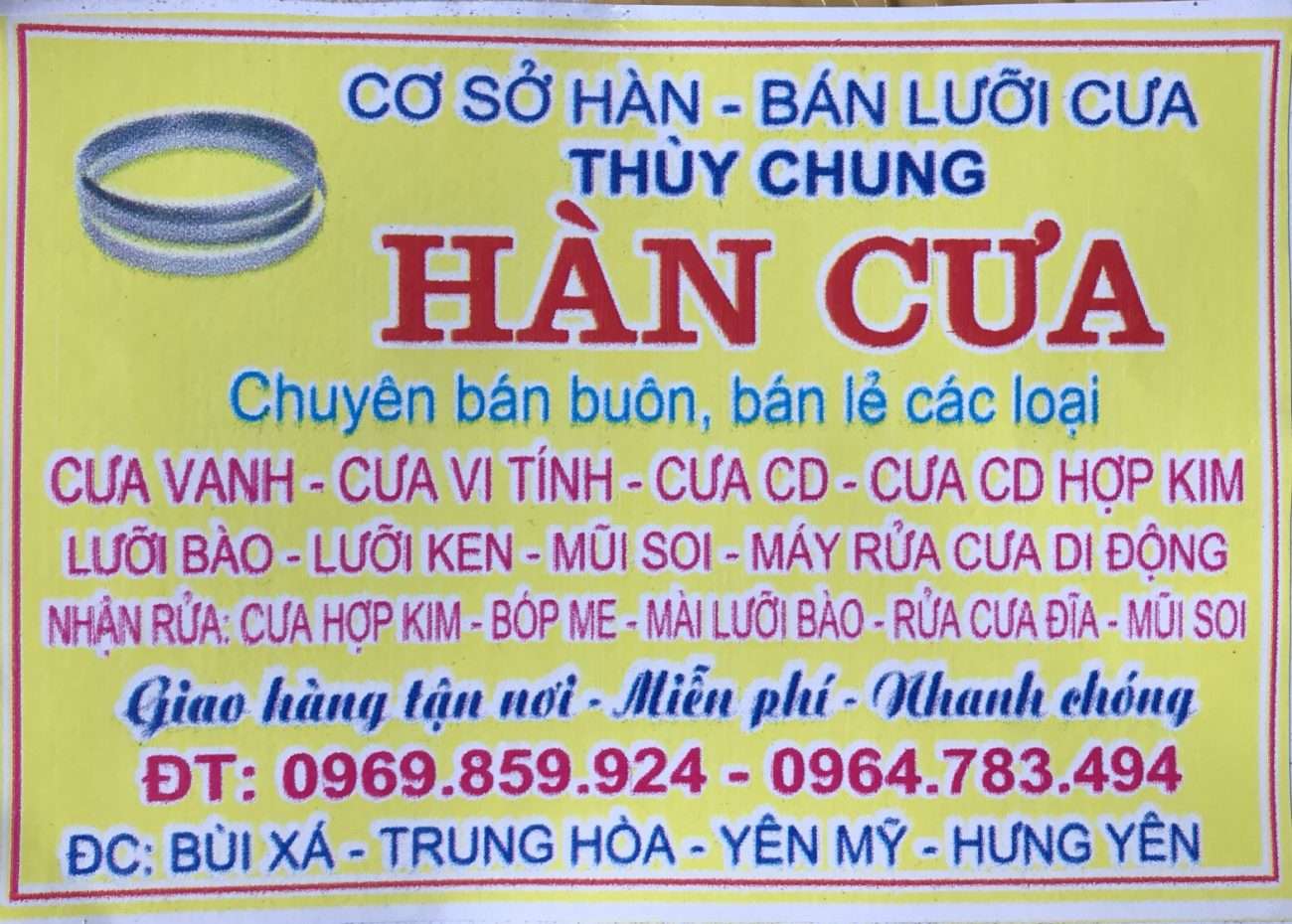 CƠ SỞ HÀN-BÁN LƯỠI CƯA THUỲ CHUNG