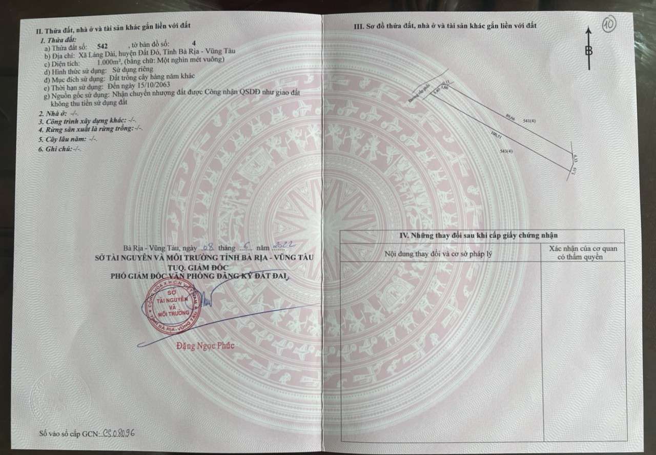 HOT HOT HOT 1,05TỶ BÁN ĐẤT 10X100M ĐƯỜNG LÁNG DÀI ĐẤT ĐỎ VŨNG TÀU